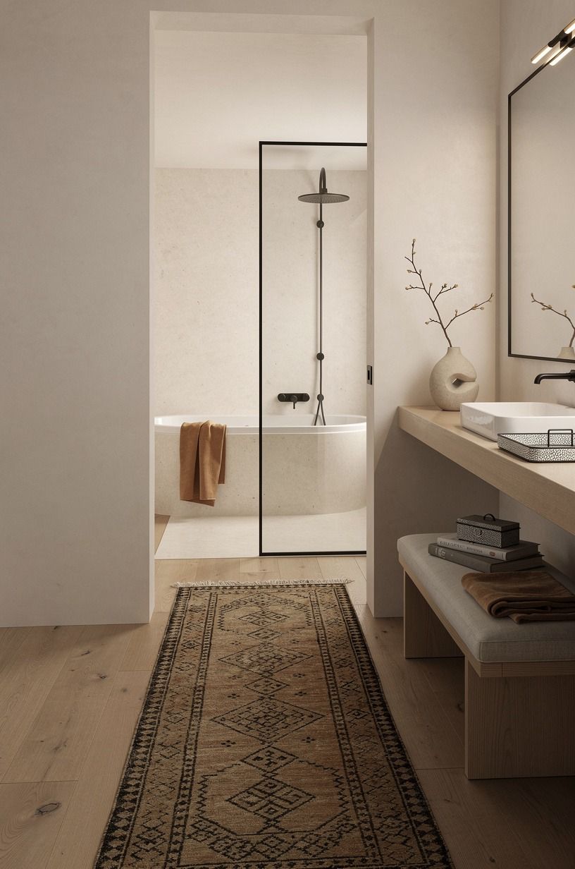 Use a vintage runner instead of another bath mat