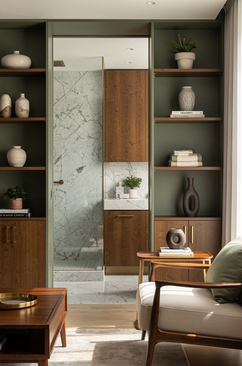 Use open shelving only at the outer edges