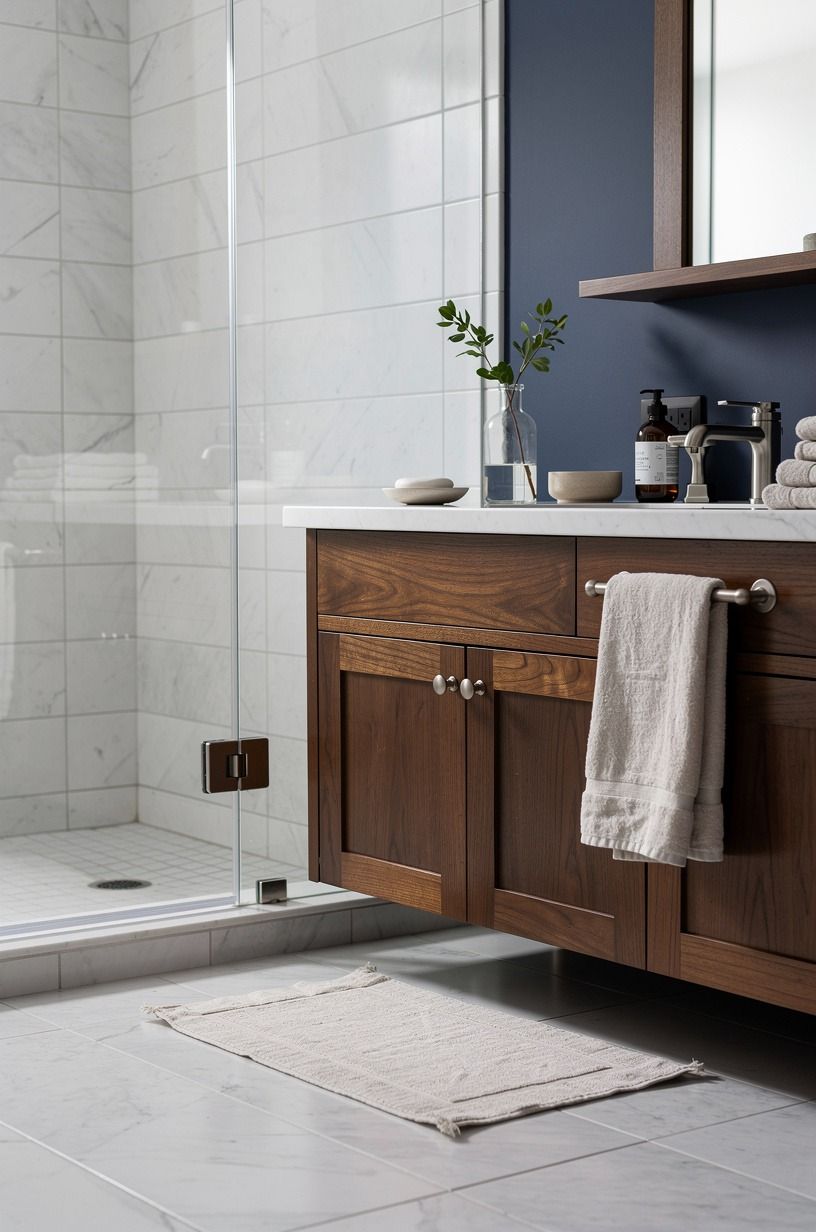 Use the Two-Tile Horizon Rule for an Open Bathroom Design