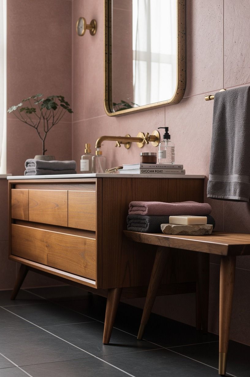 Use the Two-Wood Rule for a lived-in washroom design