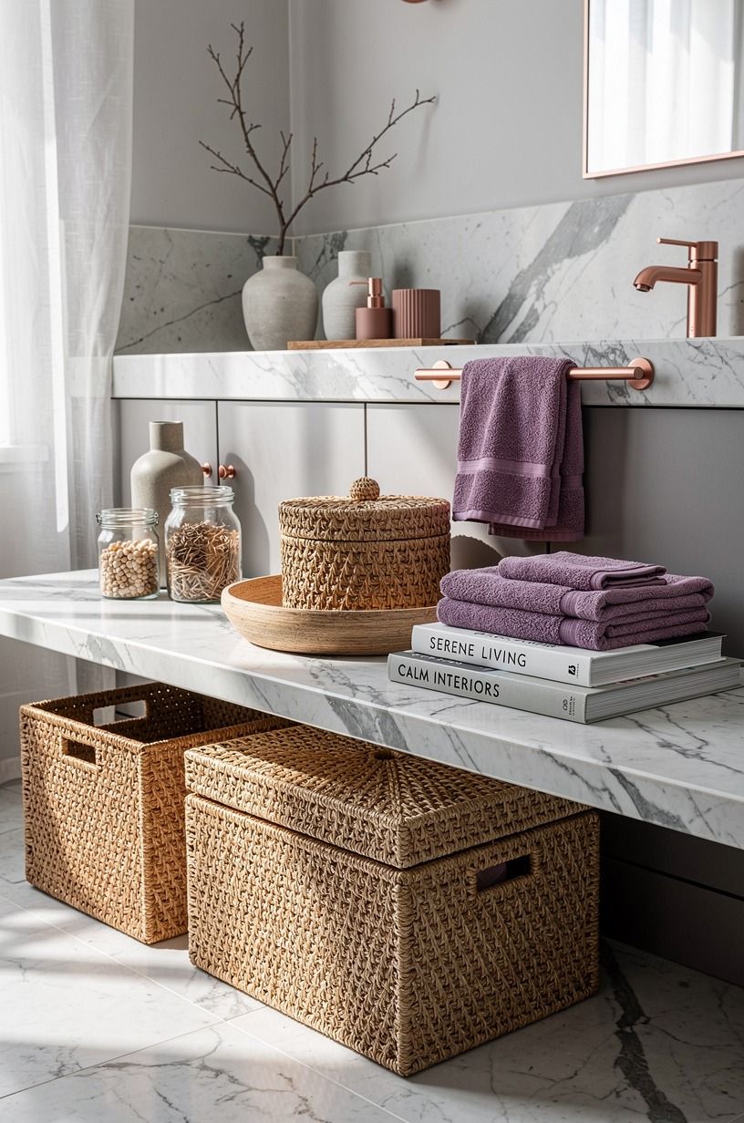 Use woven storage where your eye lands
