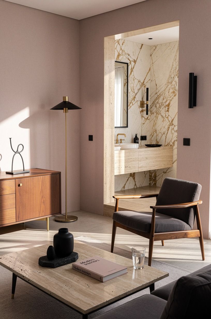 Why does travertine need black accents?
