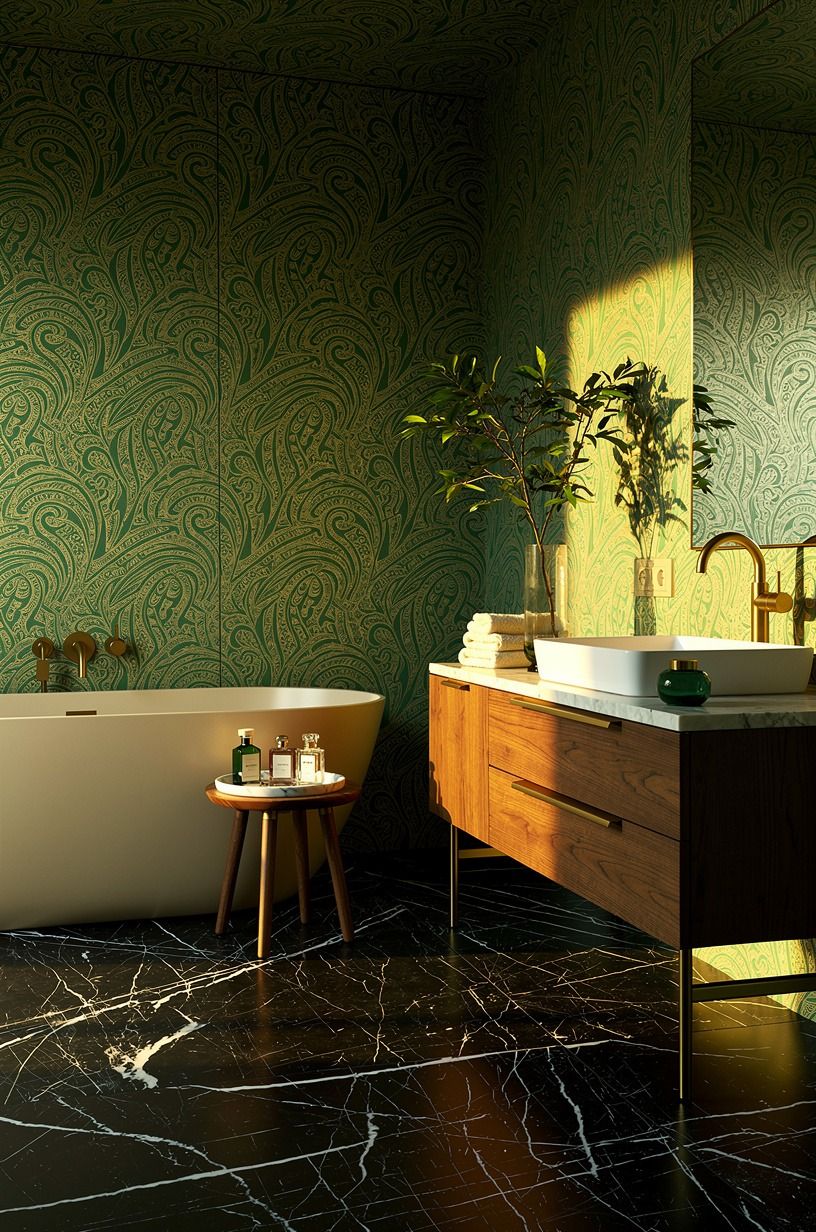 Wrap the room in a pattern you’d never risk elsewhere