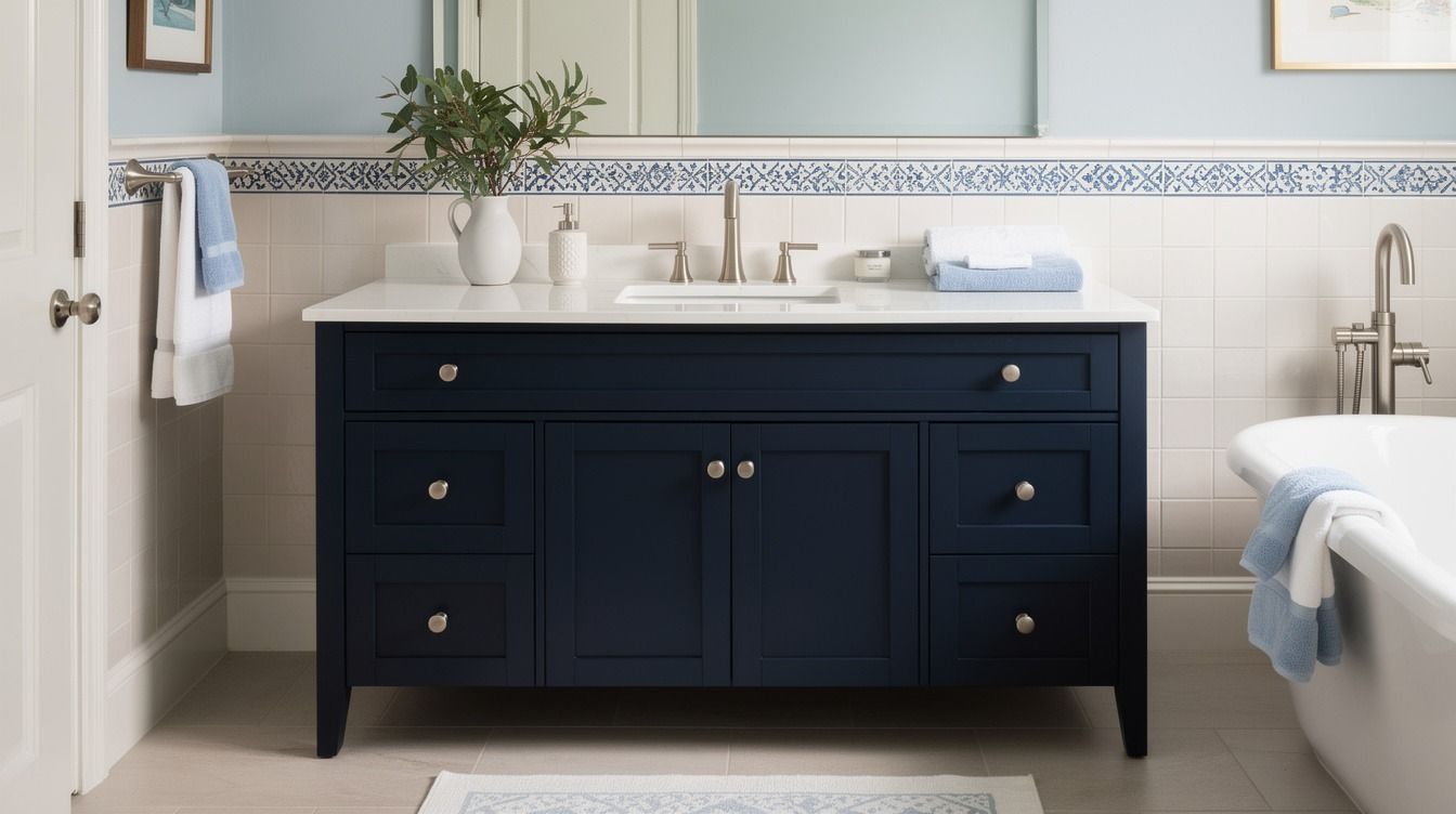 17 Blue and White Bathroom Ideas That Never Look Dated, No Renovation Needed
