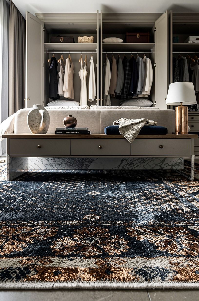 Layer a rug over practical flooring