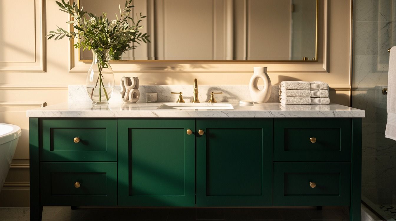 Easy Dark Emerald Green Bathroom Ideas for Jewel-Box Luxury Without Renovating