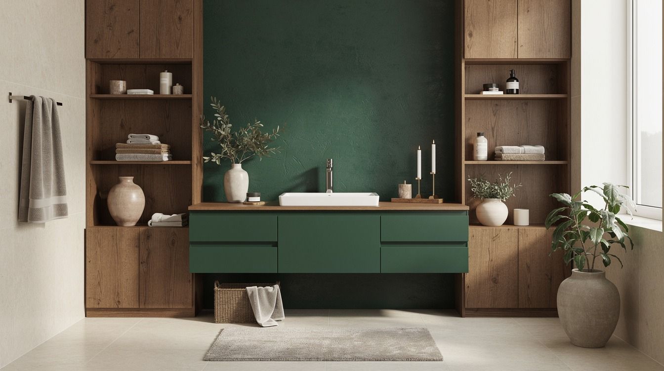 I Created a Dark Green, Brown & Cream Bathroom for Cozy Neutrals, Finally Cozy