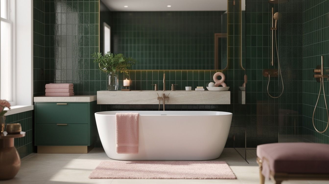 How to Dark Green & Pink Bathroom Without Overthinking It