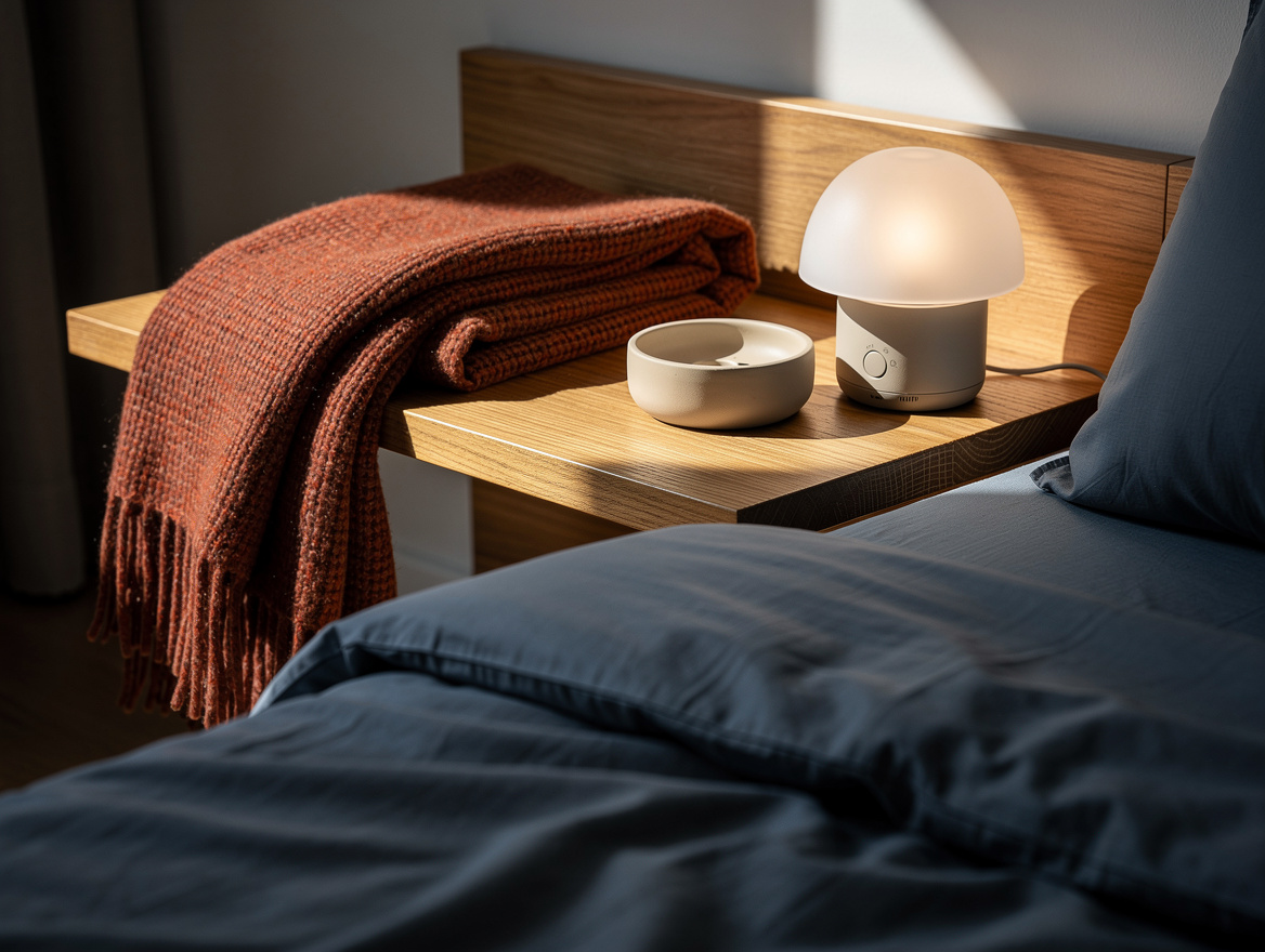 Close detail editorial photo of crisp cotton bedding, a folded textured throw, c