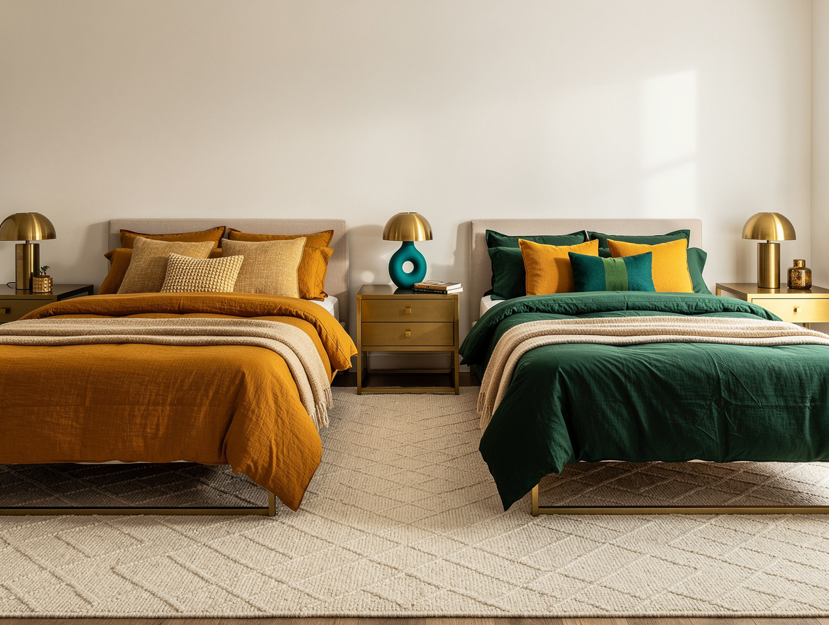 Medium-angle editorial interior photo of two adult sibling sleeping zones on opp