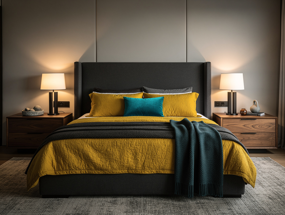 Atmospheric wide photo of a spacious upscale bedroom with a California king bed,