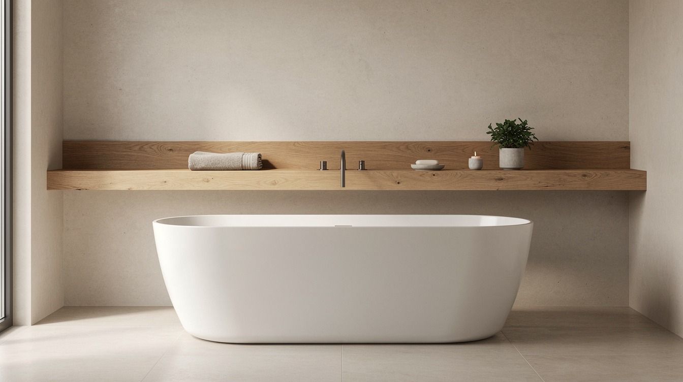 Easy Freestanding Tub Shelf & Ledge Ideas for Stuff You Actually Need