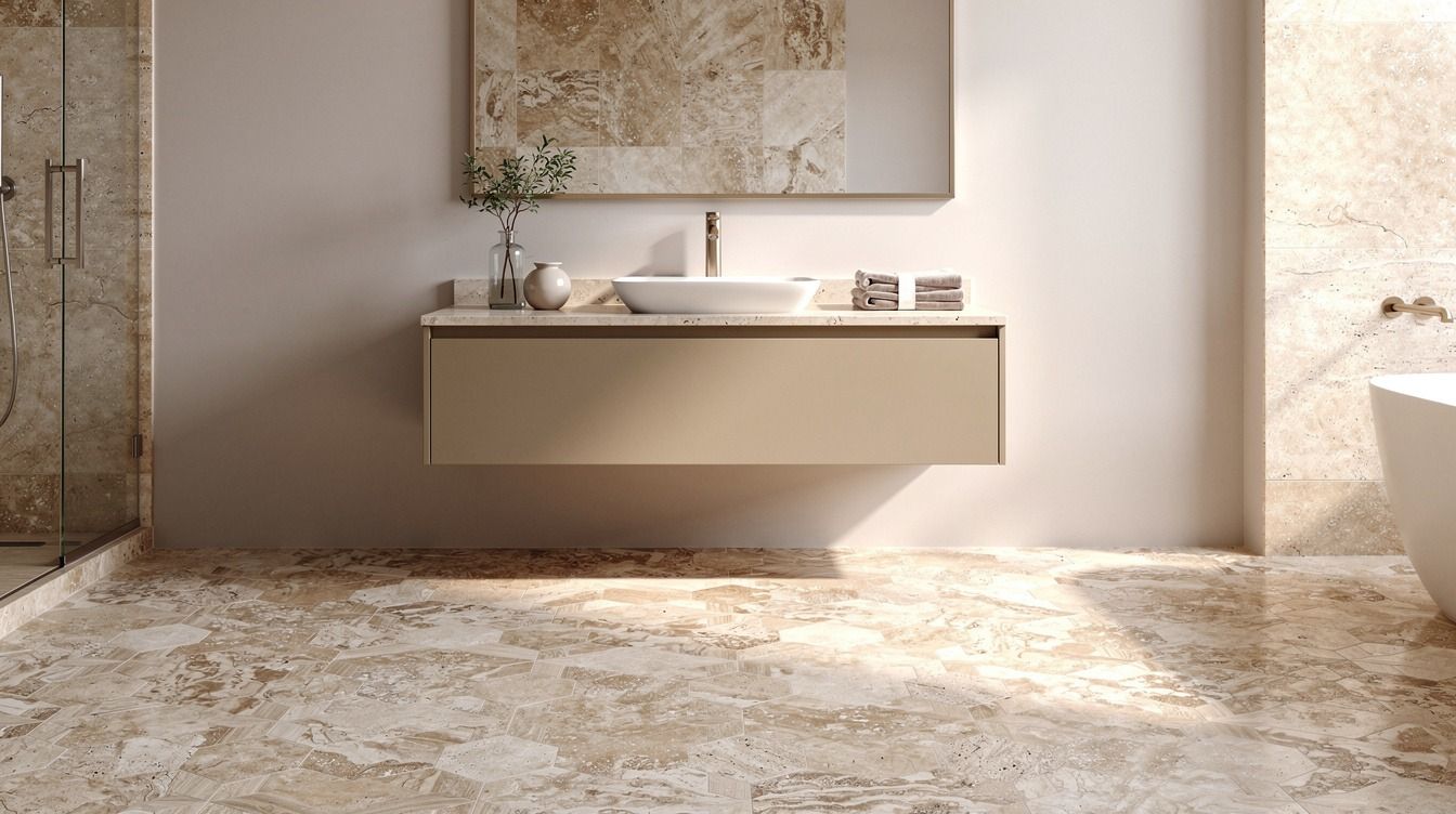 11 French Pattern Travertine Bathroom Ideas for Classic Elegance That Feel Timeless