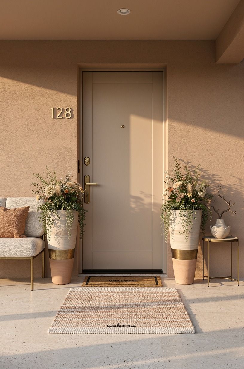 Build a planter pair that frames the door