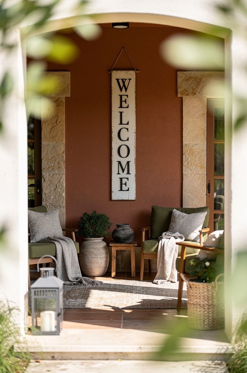 Hang a vertical welcome, not a wide one