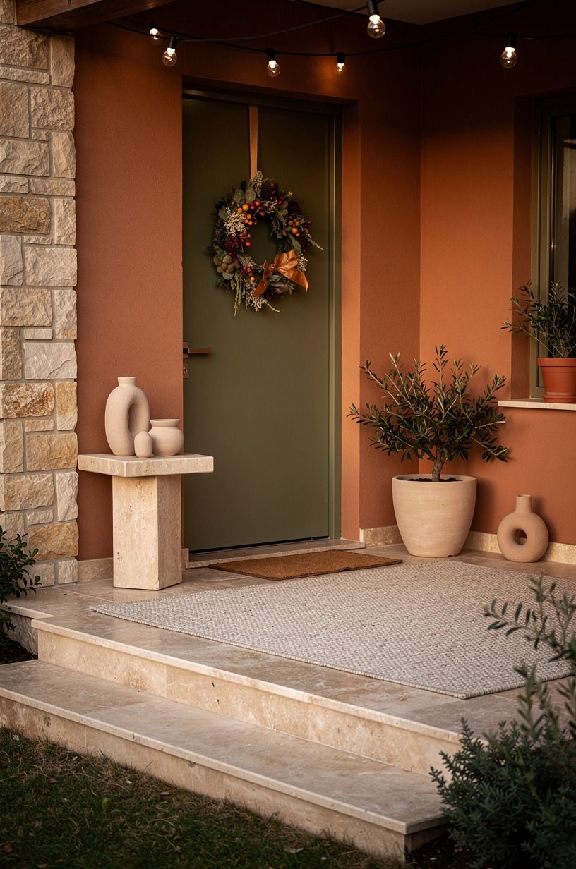 Hang a wreath that matches the season quietly