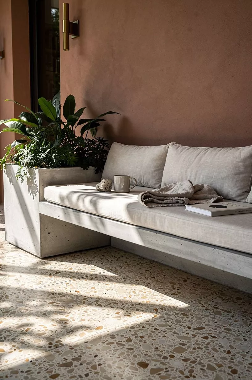 Let a Planter Frame the Bench, Not Swallow It