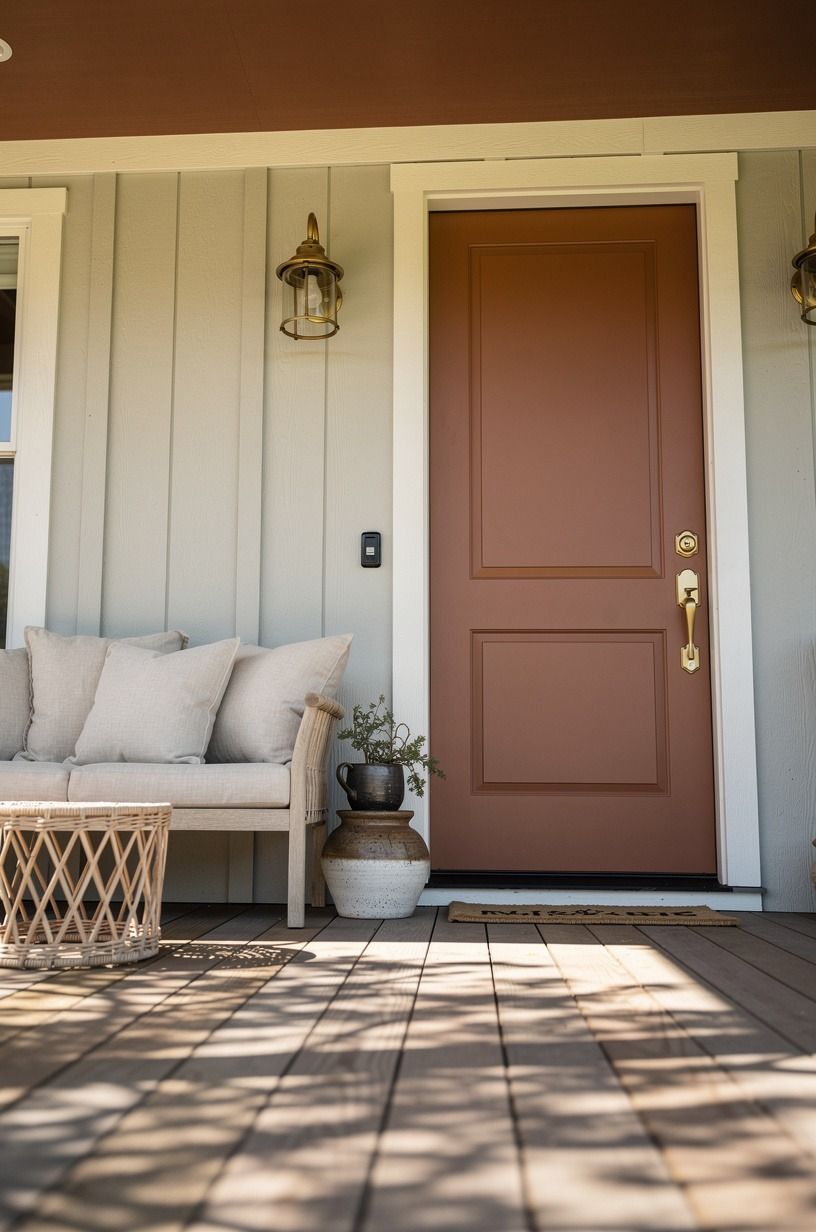 Paint the ceiling a quieter color than the door