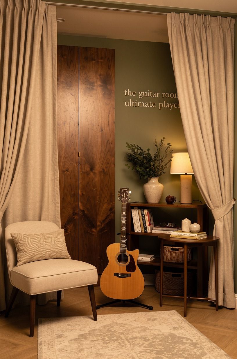 Frame the practice corner with linen drapes
