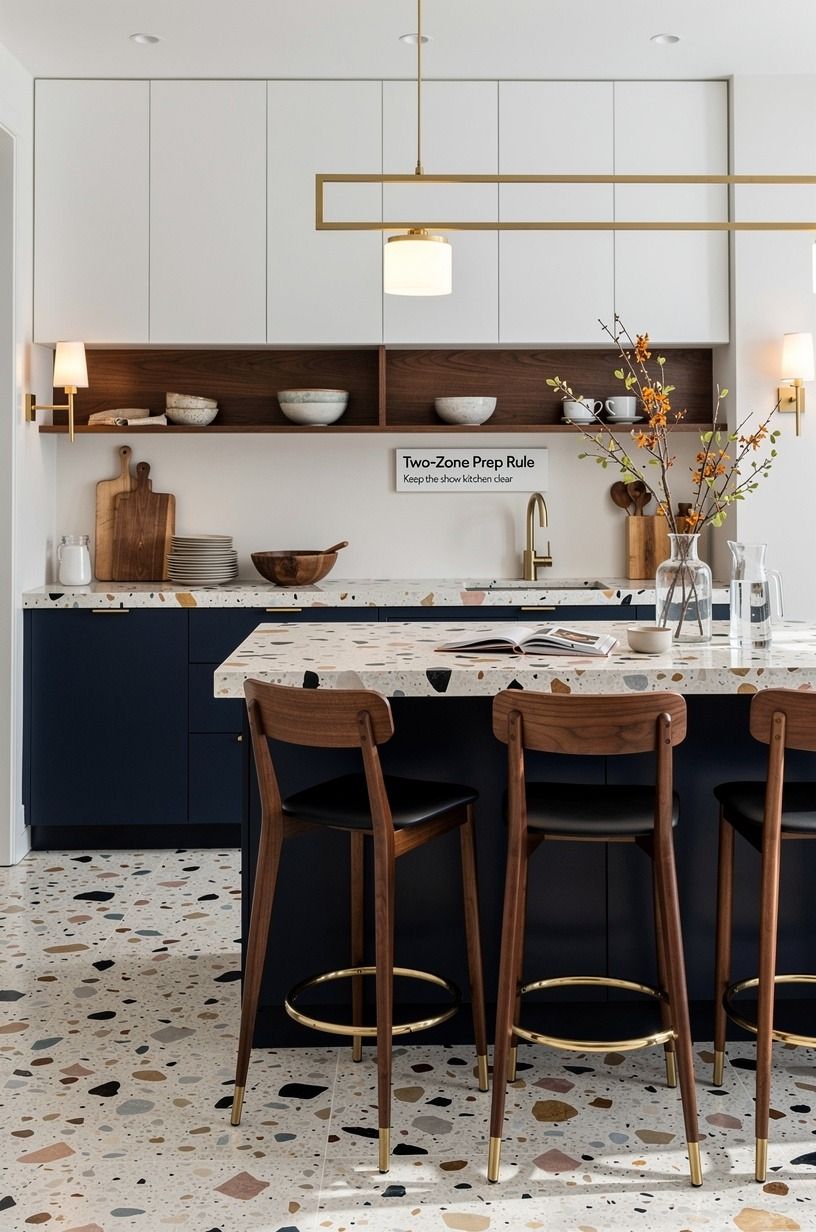 Build the Two-Zone Prep Rule (keep the show kitchen clear)