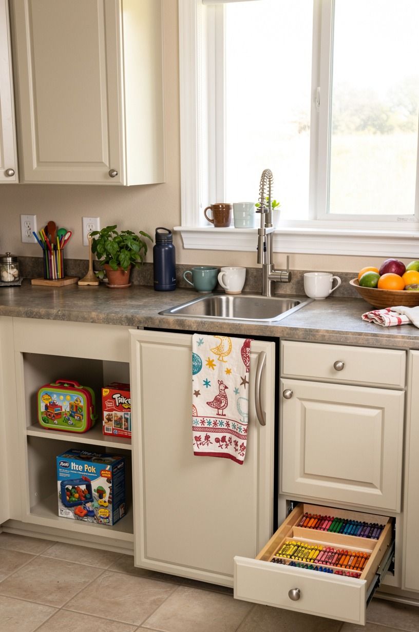 Can a hidden toy cabinet work beside the sofa?