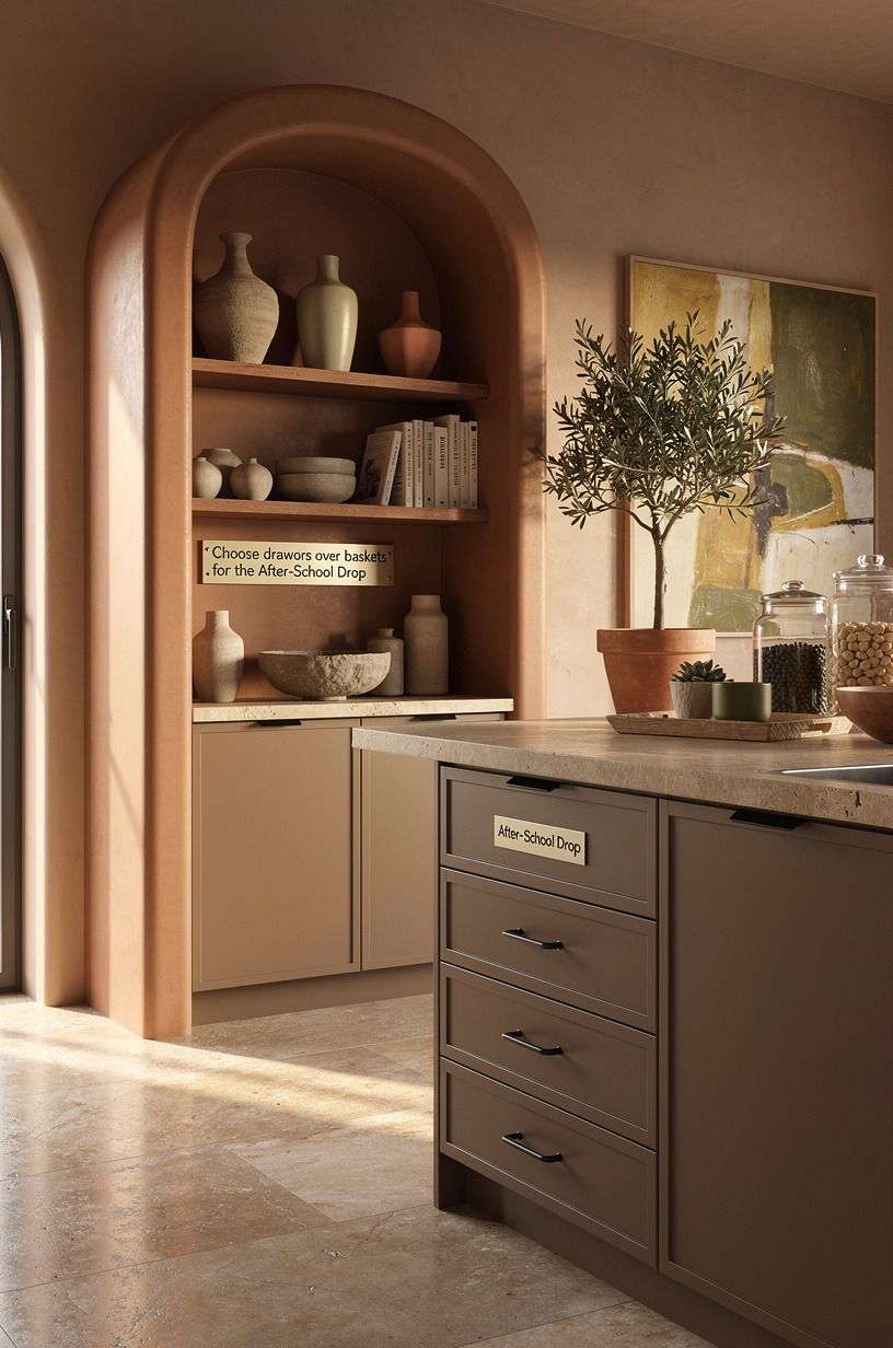 Choose drawers over baskets for the After-School Drop