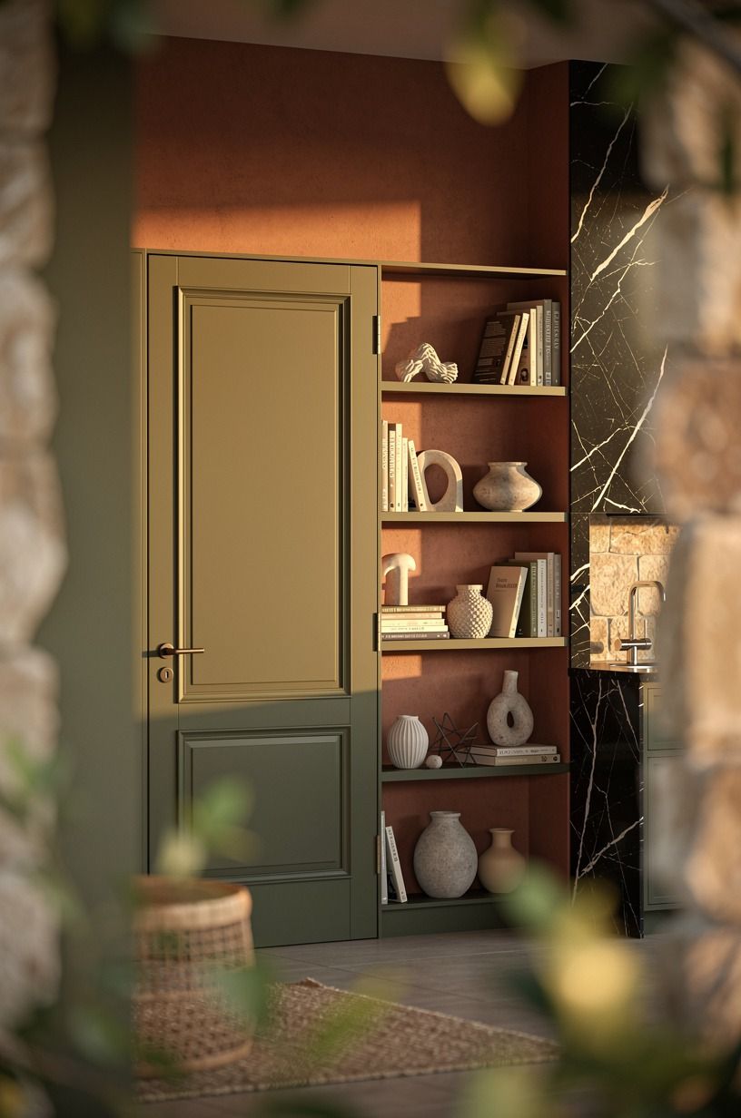 Choose panel-over-mirror for a kitchen entrance