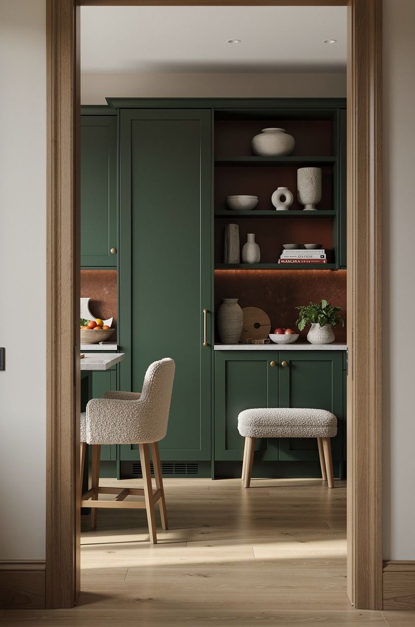 Frame the modern hidden pantry with a backsplash decision