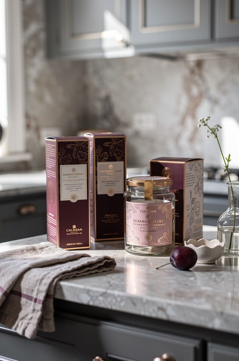 Mix decanted jars with the boxes you buy