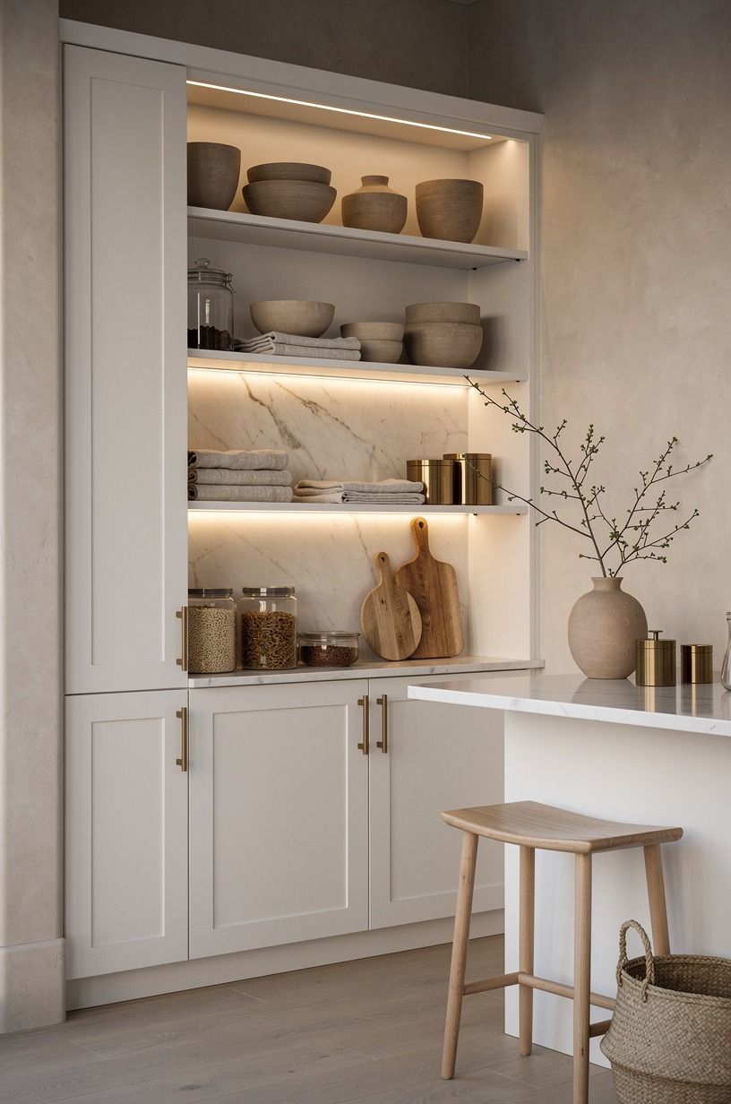 Paint an enclosed pantry in Benjamin Moore White Dove