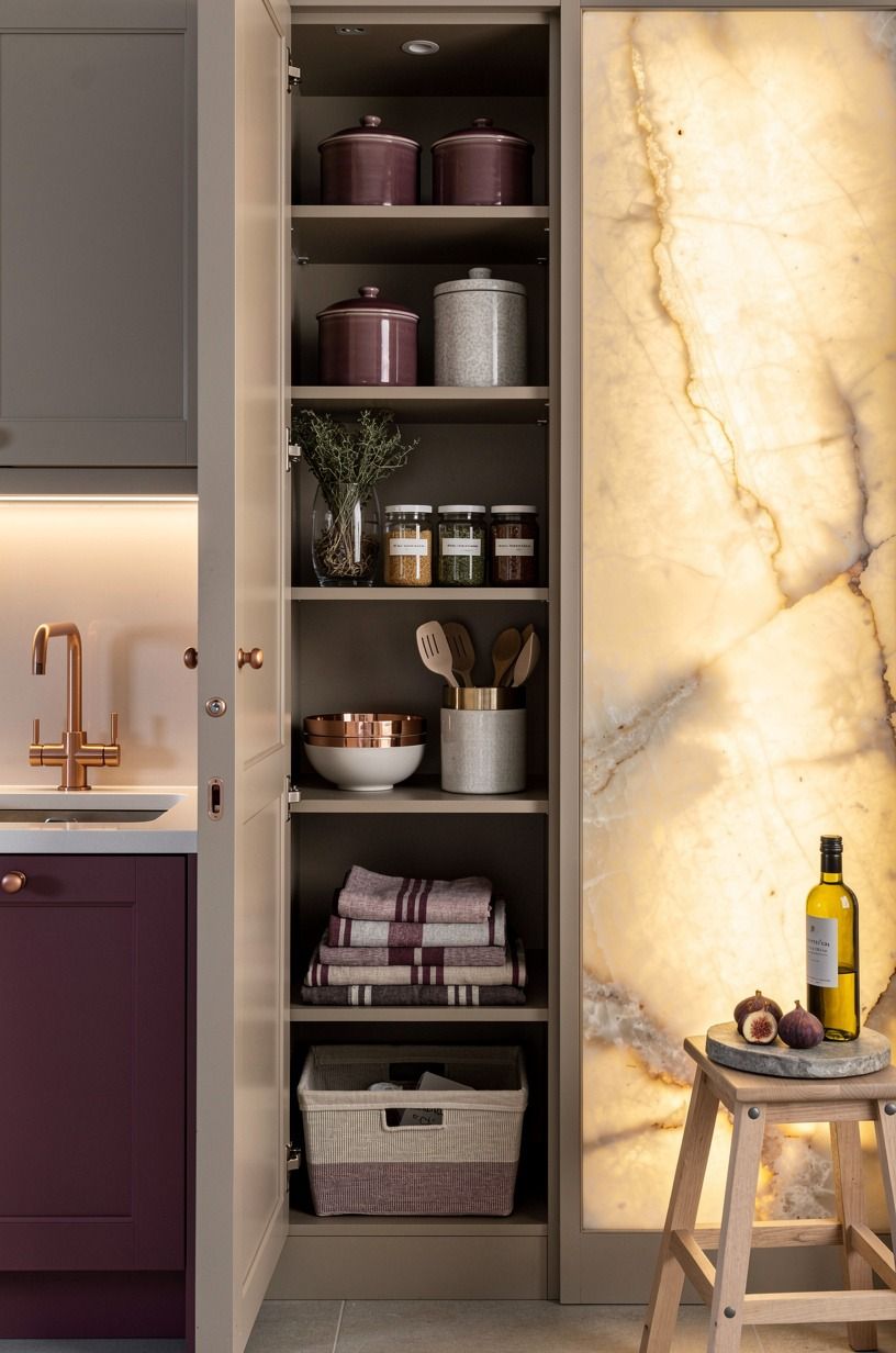 Style the visible edge, then leave the pantry interior practical