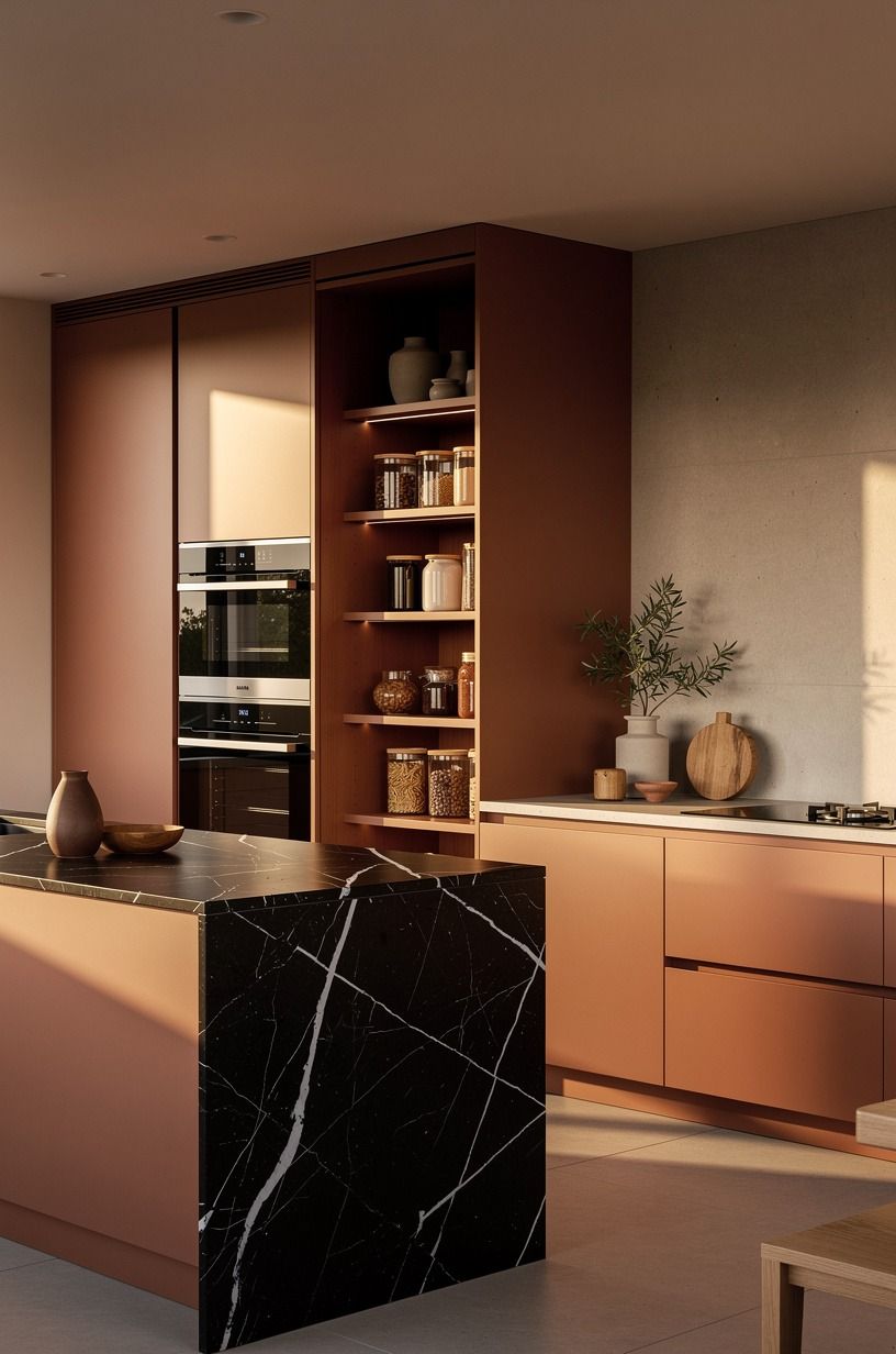 Try cabinets over curtains for a polished enclosed pantry