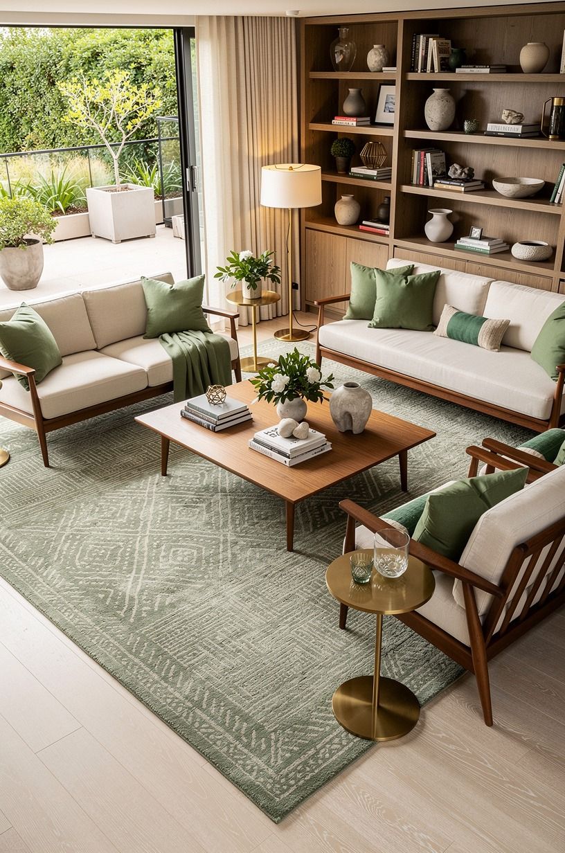 Anchor the party terrace with one oversized rug