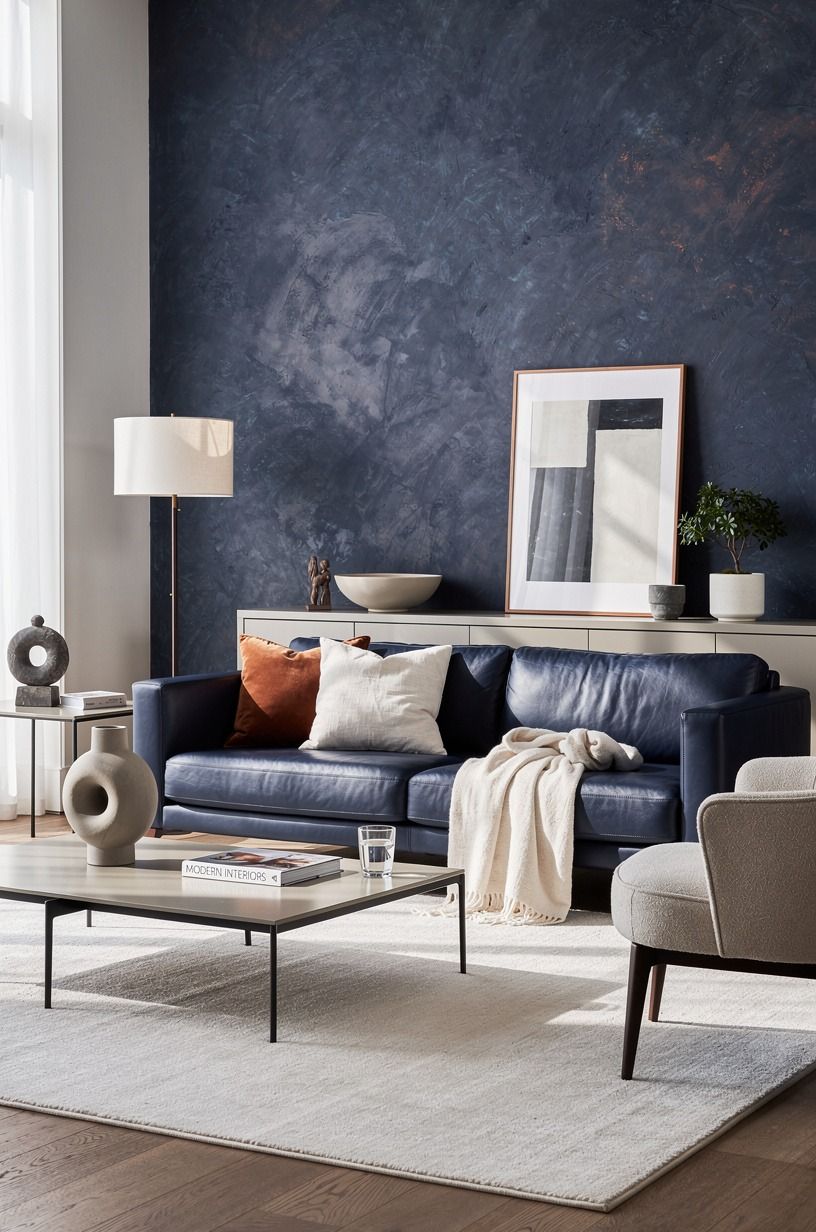 Anchor the Room With a Leather Sofa Living Room Design