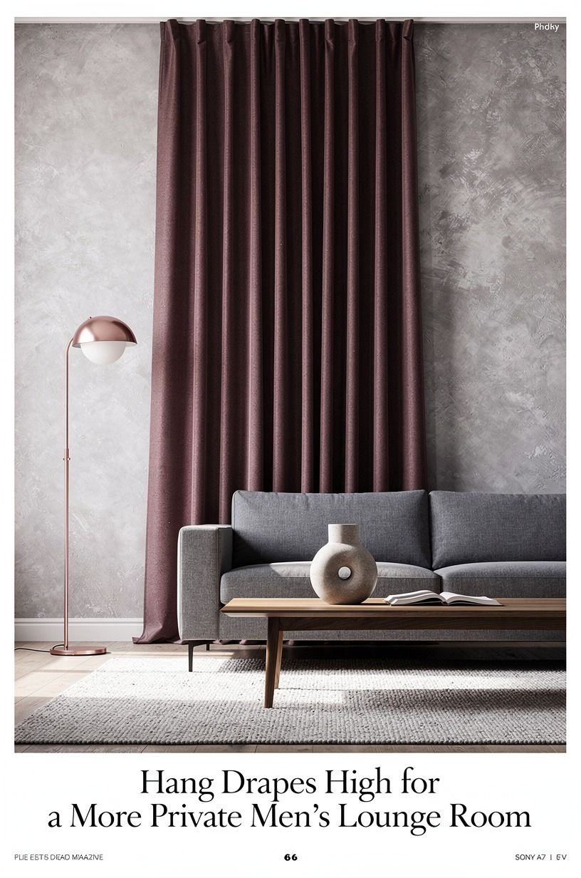 Hang Drapes High for a More Private Men's Lounge Room