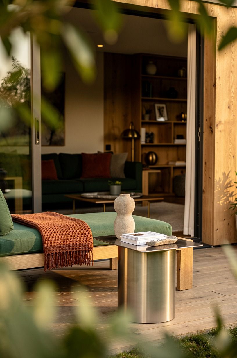 Mix warm wood with one cool material