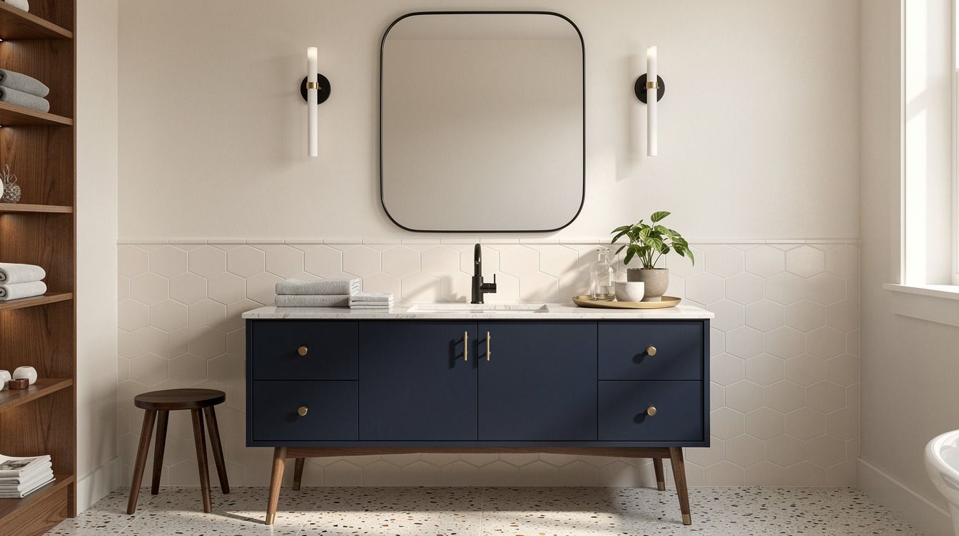 11 Mid-Century Blue Bathroom Ideas for a Cool Retro Vibe Without Renovating