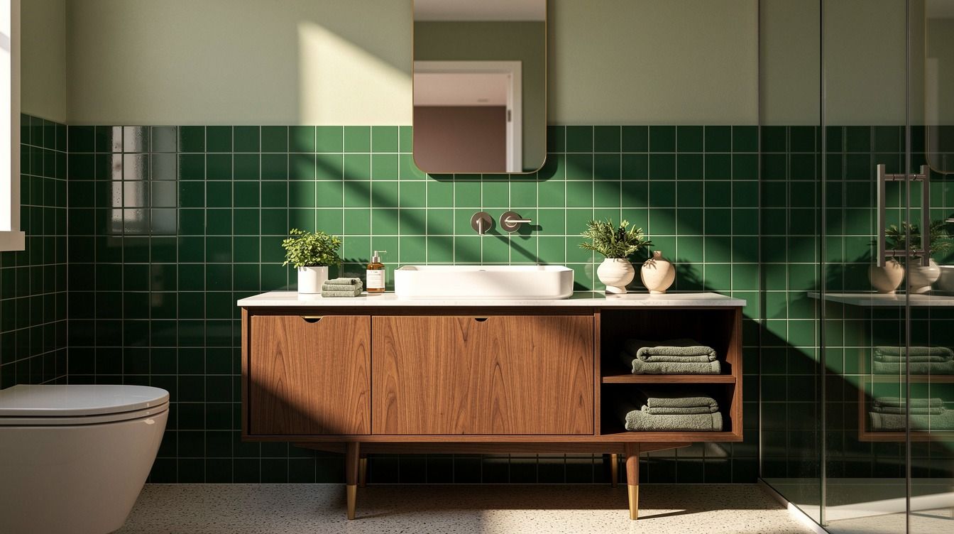 I Chose a Mid-Century Green Bathroom, The One Color That Made MCM Feel Right