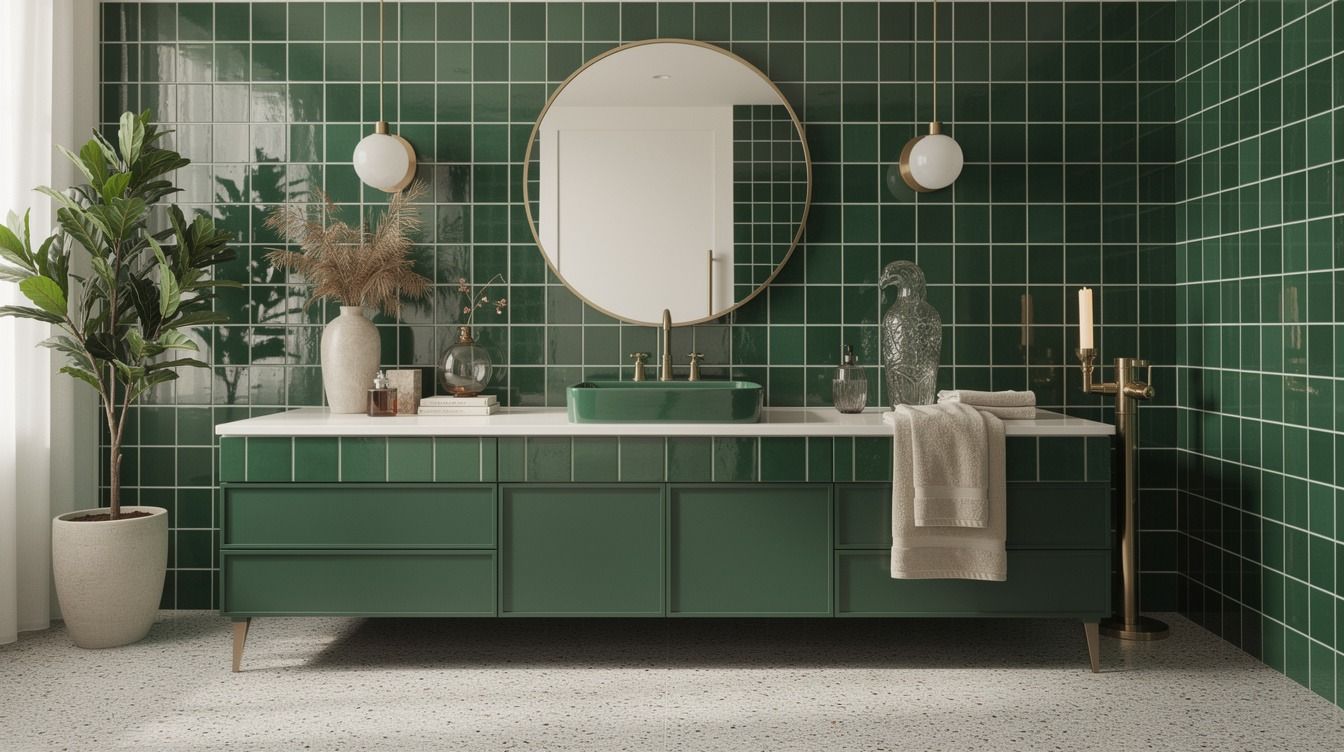 How to Create a Mid-Century Green Tile Bathroom for Retro Charm - 17 Ideas