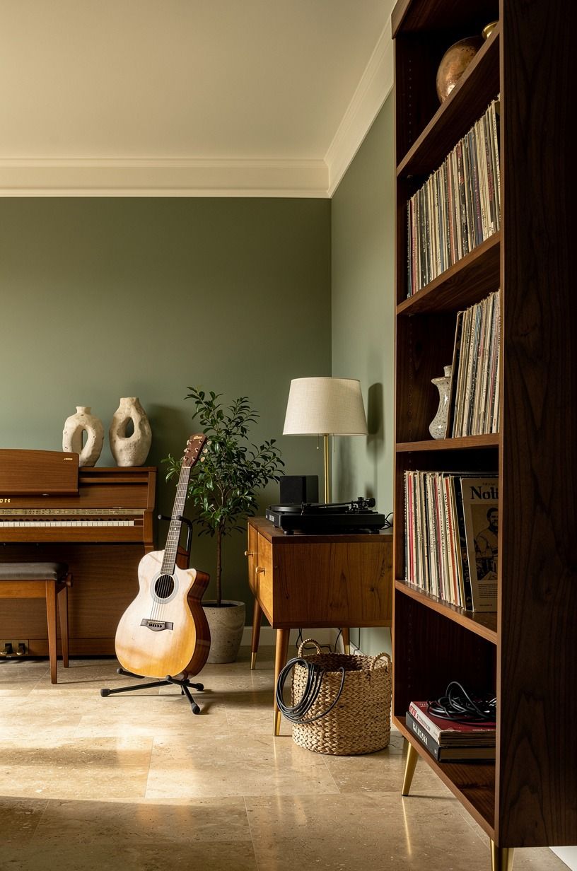 Choose Dark Wood Record Shelves Over Open Metal Racks