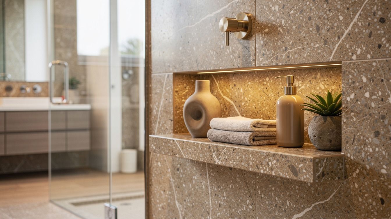11 Open Shower Niche & Ledge Ideas for Storage That Looks Custom Without Renovating