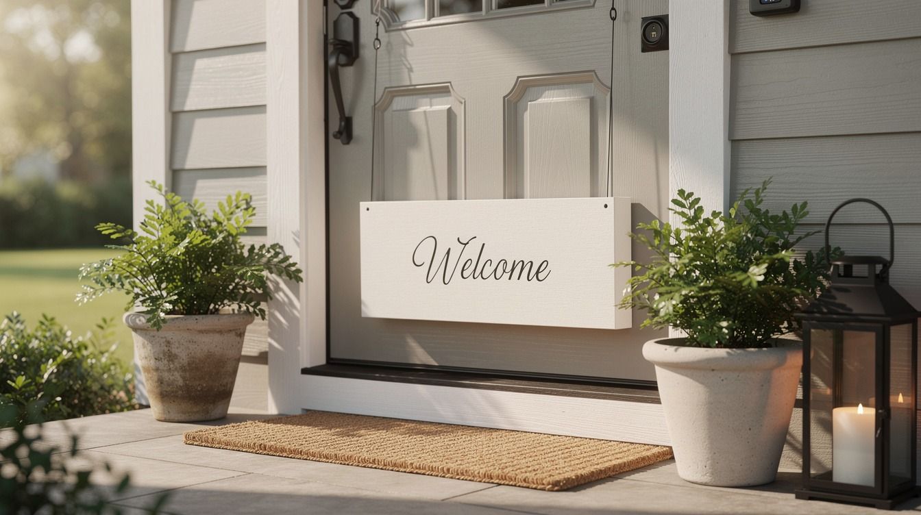 How to Create Small Front Porch Sign & Welcome Decor That Pops - 15 Ideas