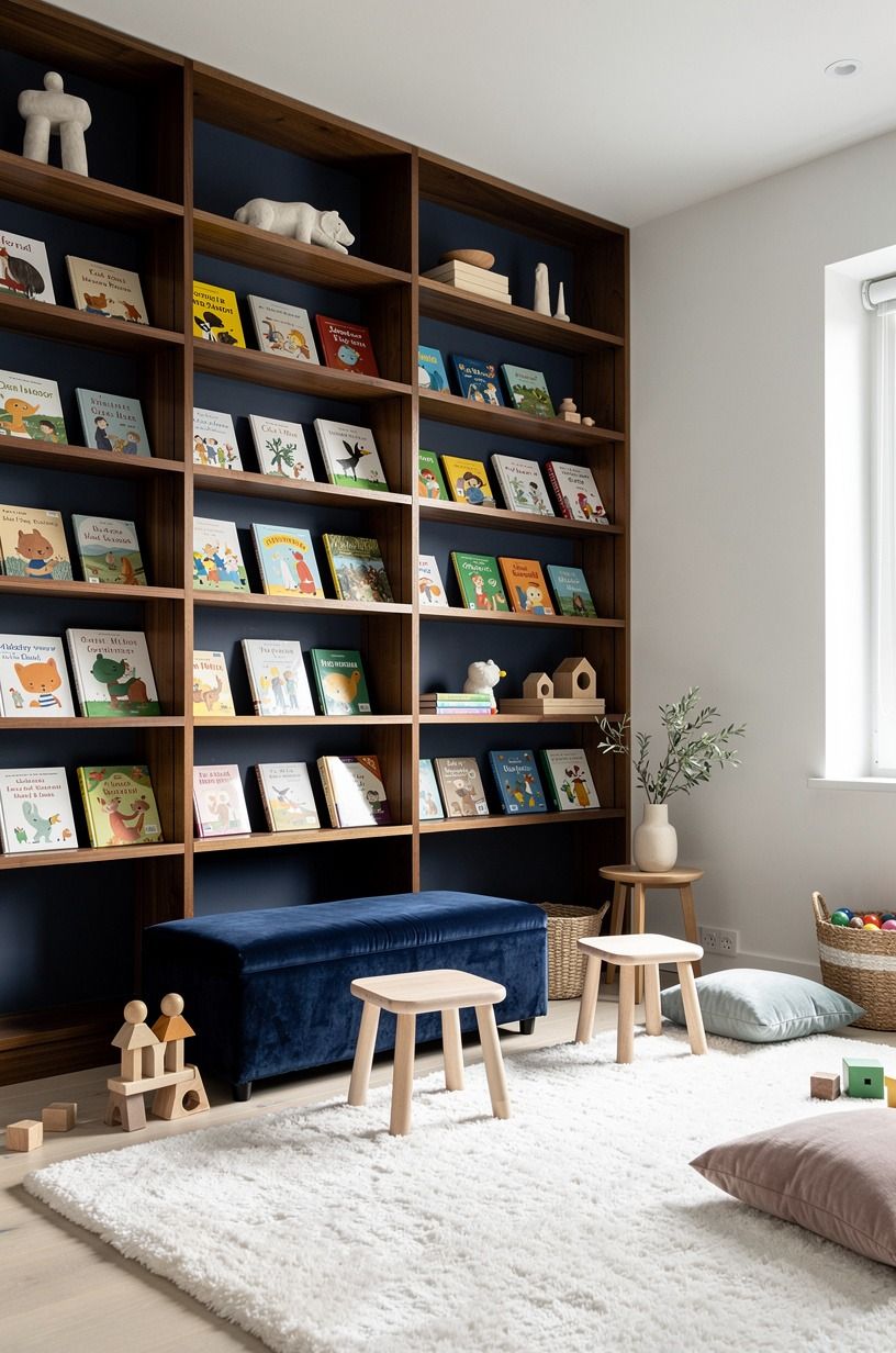 Build the Book-Facing Wall (for a home library playroom)