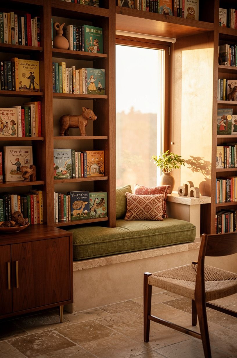 Frame a Window Seat With Book Covers