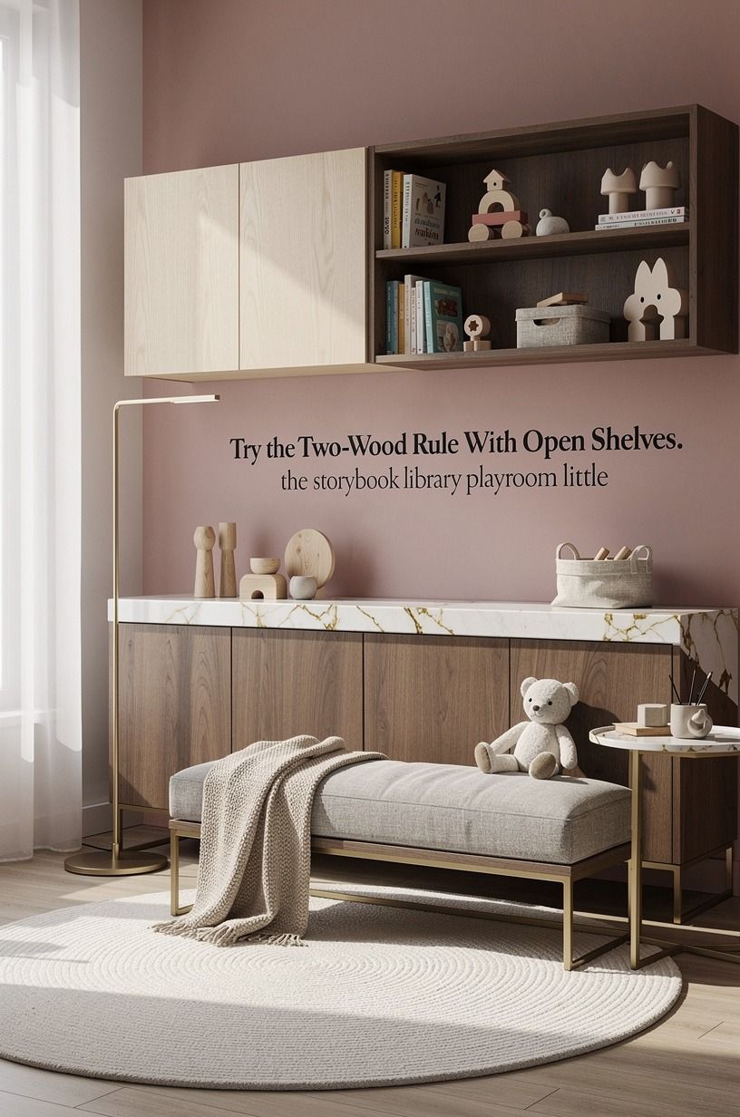 Try the Two-Wood Rule With Open Shelves