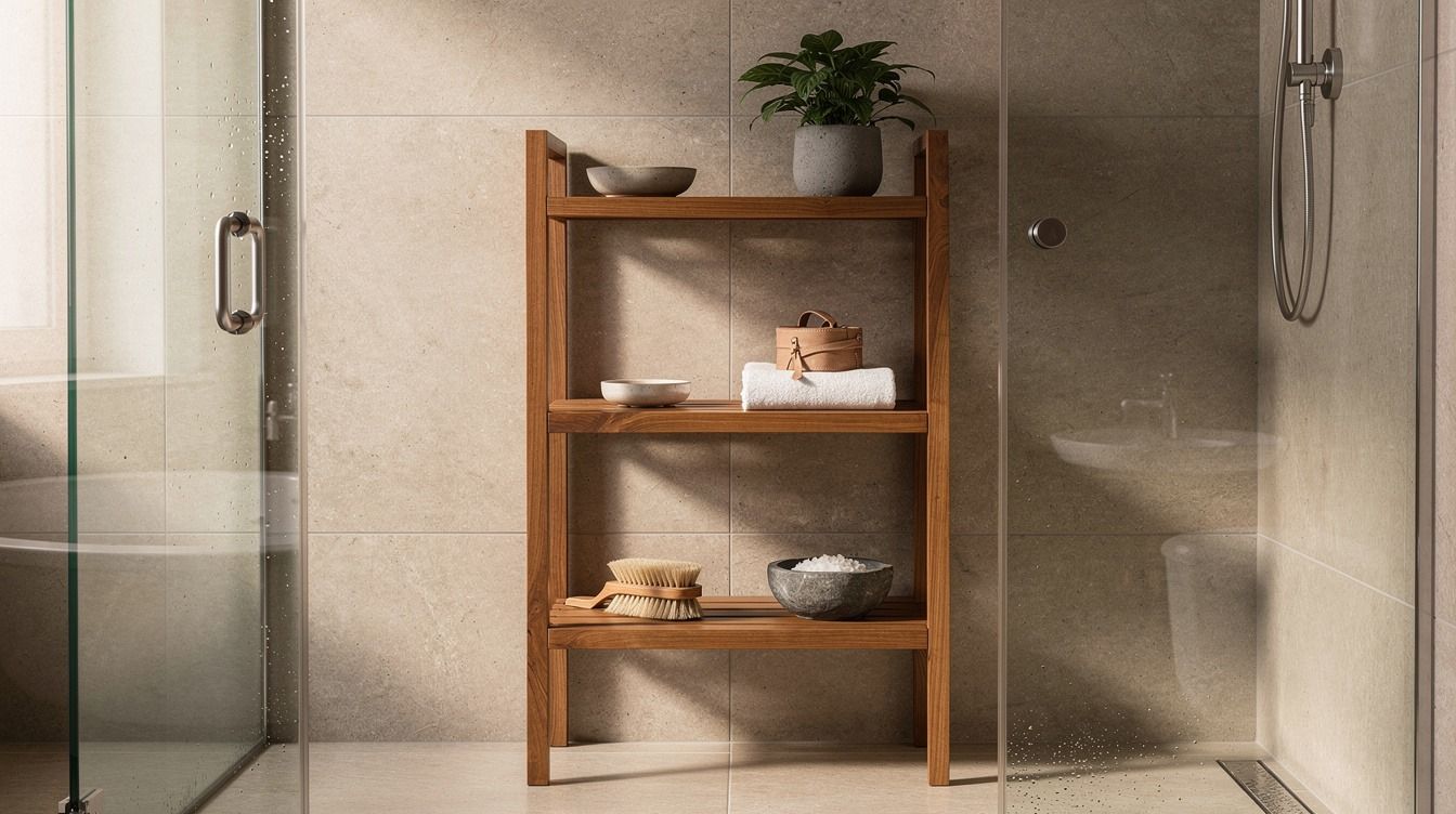 How to Style a Teak & Wood Shower Shelf for Spa-Like Warmth - 16 Ideas