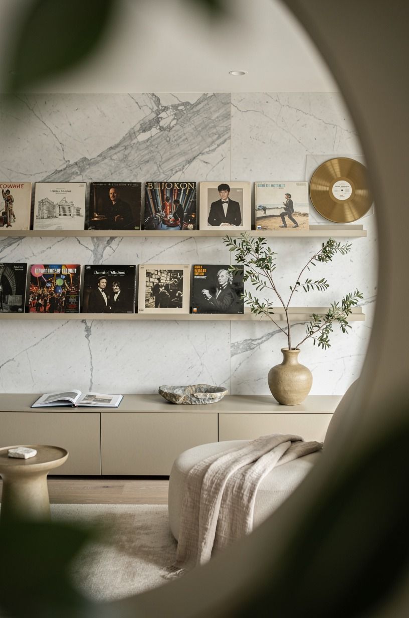 Float narrow shelves for albums you play often