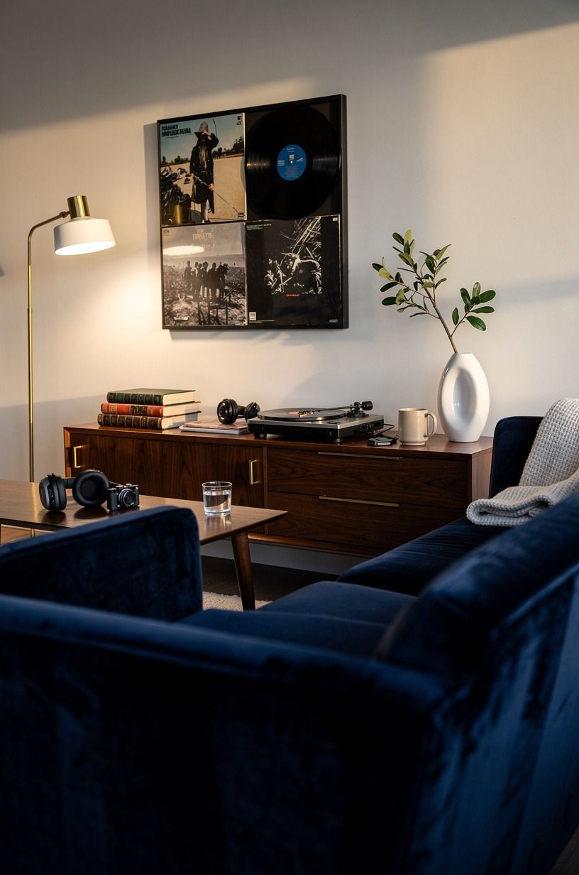 Mix record wall display ideas with objects you already own