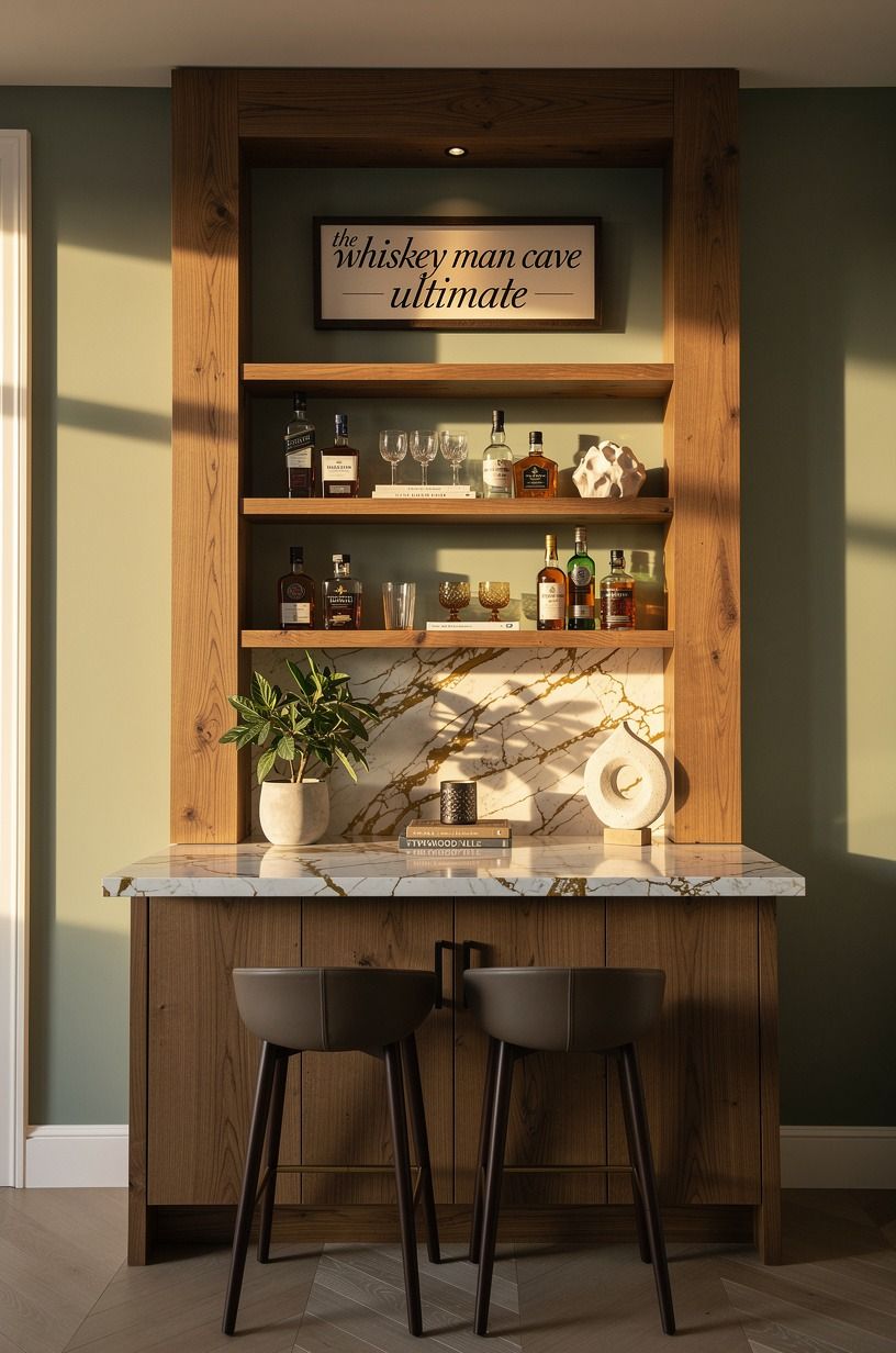 Build the Two-Wood Rule around your bar shelf