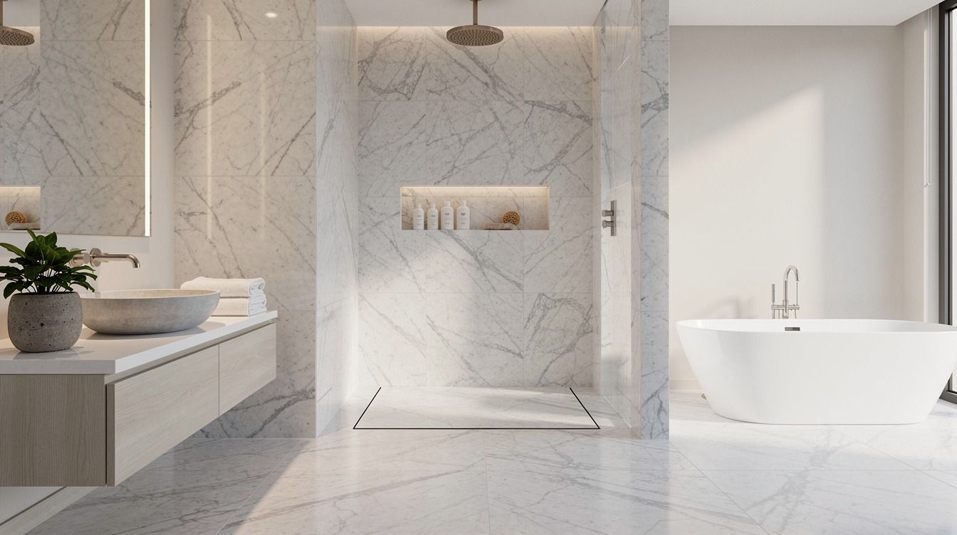 How to Design a White Marble Open Shower That Feels Five-Star - 11 Ideas